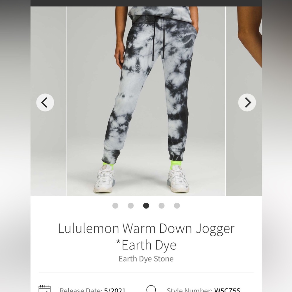 Lululemon Warm Down Joggers Women’s Sz 4 Pull On Pockets Earth Dye Stone Tie Dye